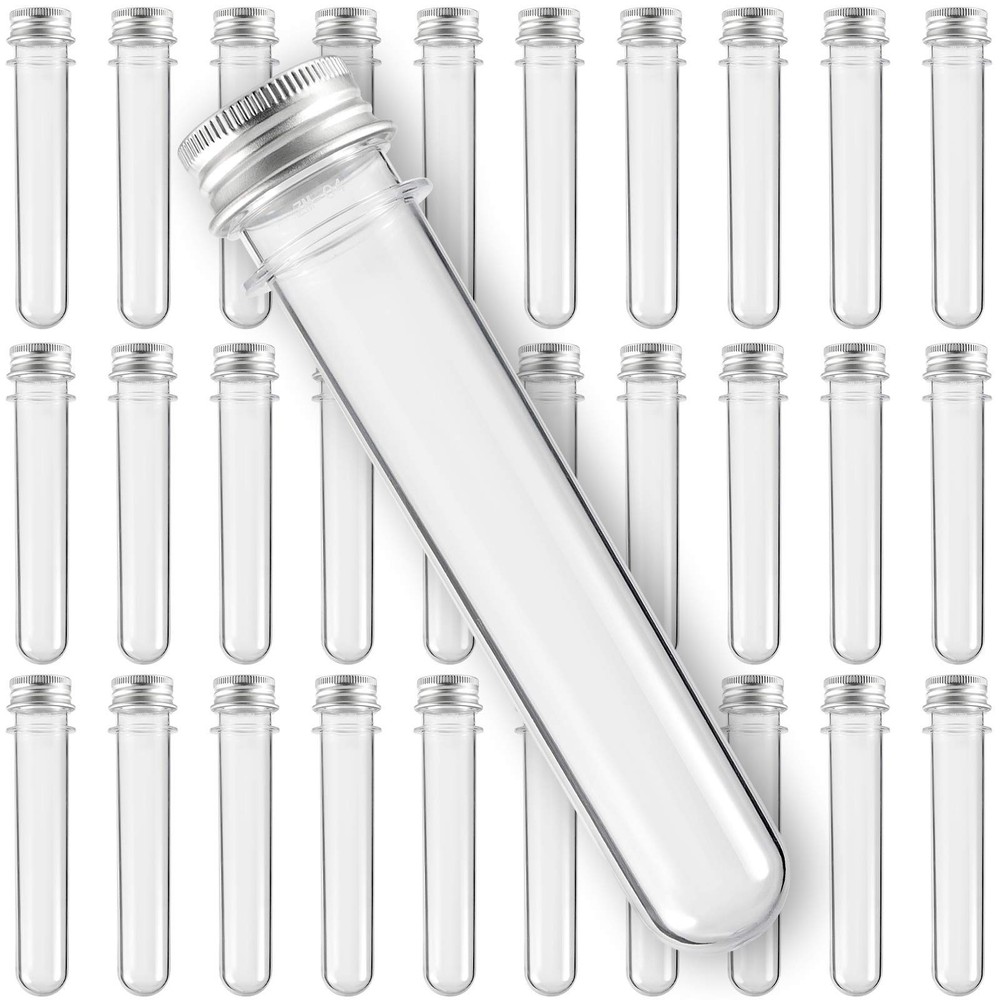 HOZEON 50 PCS 5.5 x 1 inch Clear Plastic Test Tubes with Caps, 40 ml Test Tub…