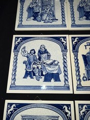 Delft Dutch Burroughs Wellcome Blue White Pharmacy story tiles set of 8