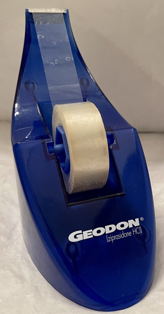 VTG GEODAN 1990’s BLUE TAPE DISPENSER/PAPERWEIGHT Pharma Drug Rep Logo