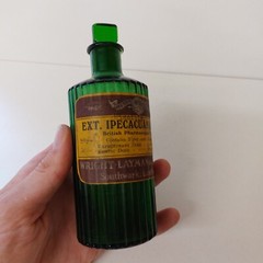 Labeled Wright Layman Umney Ltd London Emetic Ribbed Chemists Apothecary Bottle