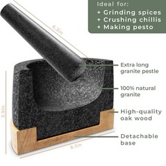 WALDWERK Mortar and Pestle – Mortar and Pestle Set with Anti-Scratch Oak Wood…