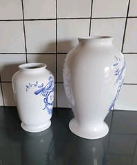 2 Vintage Lilly Pharmaceuticals-Apothecary Jar 1989 Blue/White Pottery Portugal