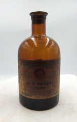 MM – 1940’s Fritzsche Bros NY Oil of Pennyroyal 4 1/2″ Amber Medicine bottle