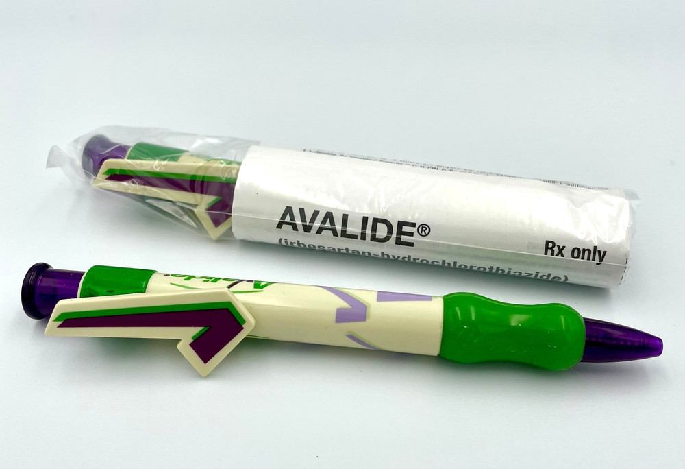 VTG AVALIDE Check Mark Drug Rep Ballpoint Pen in Package w/ Drug Info Insert