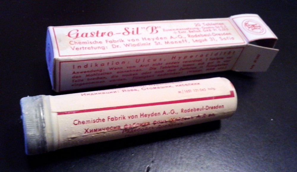 ANTIQUE medical pharm.CHEM.FABRIK VON HEIDEN „Gastro-Sil B“-20 tabl.in unop.vial