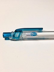 Vintage Pfizer Diflucan Translucent Teal Click Ballpoint Pen Drug Rep Pharmacy