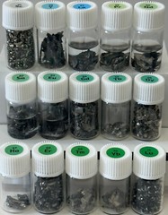 RARE EARTH Metals Set in Labeled Glass Vials, 99.9% 2 Grams Scandium Lutetium
