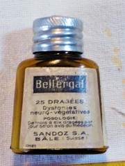 Vtg glass botlle SANDOZ – BELLERGAL barbiturate, LSD pharmacy Swiss