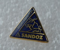 SANDOZ Pharmaceutical sport research vintage pin badge LSD Albert Hofmann