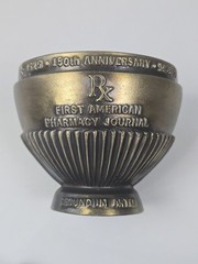 Vintage 150th Anniversary American Journal Pharmacy Brass Mortar & Pestle Set