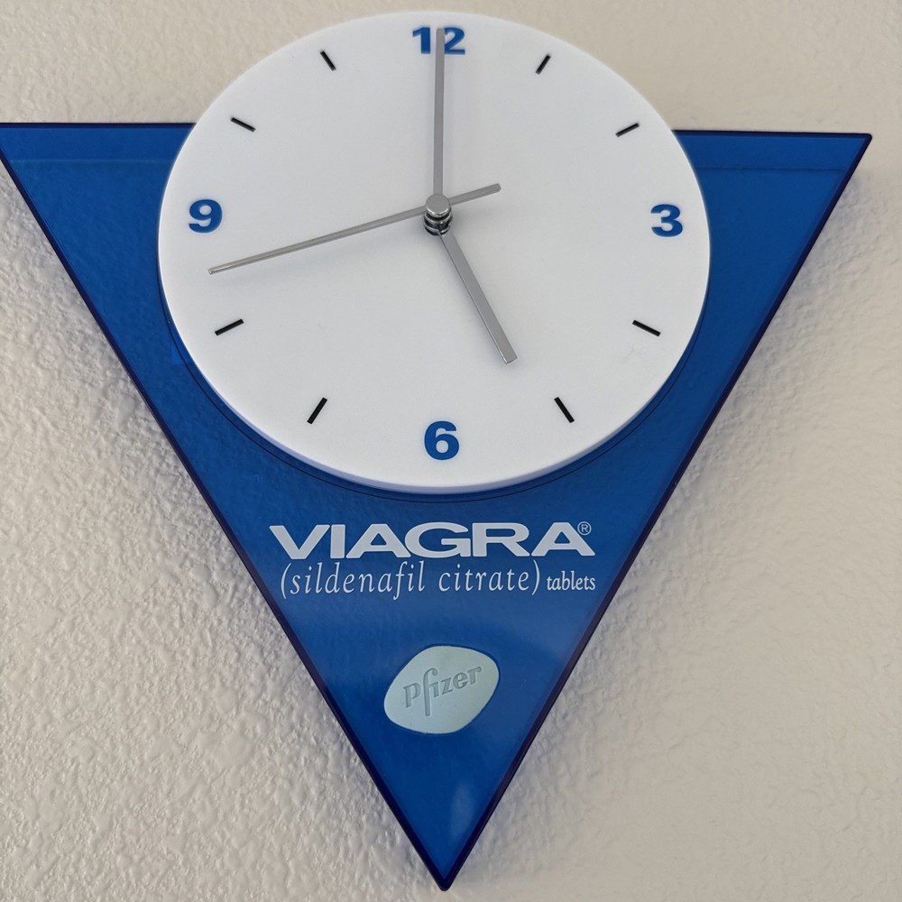 Vtg Viagra Pfizer Promotional Wall Clock Drug Rep Advertising Pharma Blue Pill