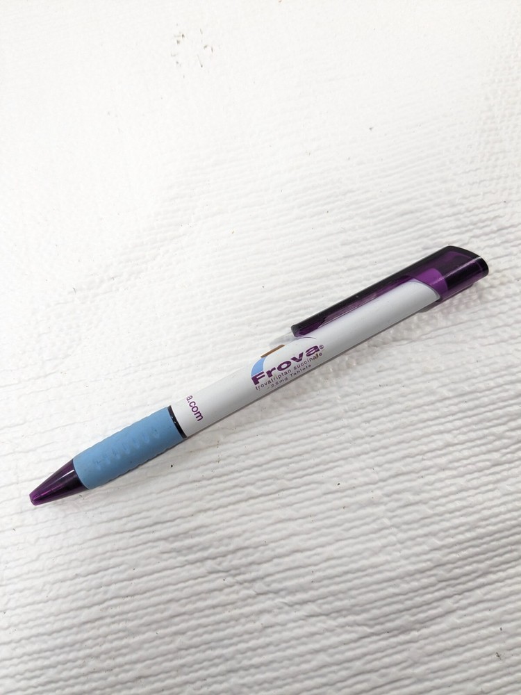 Frova pen white purple blue Pharmaceutical drug promo rep advertising