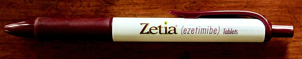 ZETIA Drug Rep Pharmaceutical PEN NOS NEW Stored Unused Rubber Grip Maroon