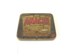 VINTAGE WHITEHALL PHARMACAL CO. ANACIN TABLETS YELLOW EMPTY TIN NO TABLETS USED