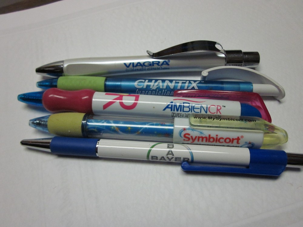 LOT OF 5 DRUG REP PENS; VIAGRA, BAYER, SYMBICORT, AMBIEN, CHANTIX,