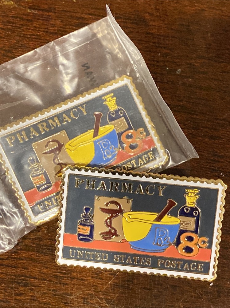 Beautiful Version Of 1972 Pharmacy United States Postage 8-cent Stamp Metal Pin