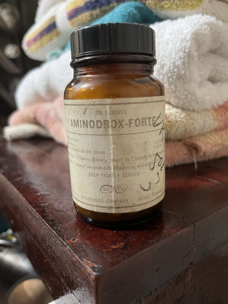 Aminodrox-Forte Amber Glass Bottle Pharmacy Collector. NWOT