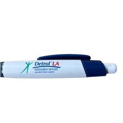 Detrol LA Pen Pharmaceutical Drug Rep Blue & White Click Top Promo Vintage