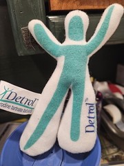 Detrol pharmaceutical advertising green and white figure, foam