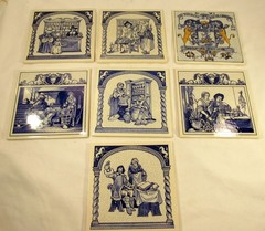 VTG SET OF 7 BURROUGHS WELLCOME CO DELFT HOLLAND BLUE/WHITE PHARMACY (EZS001114)