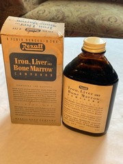 c1950s Rexall Iron, Liver and Bone Marrow Compound Rexall Drug Company Bottle