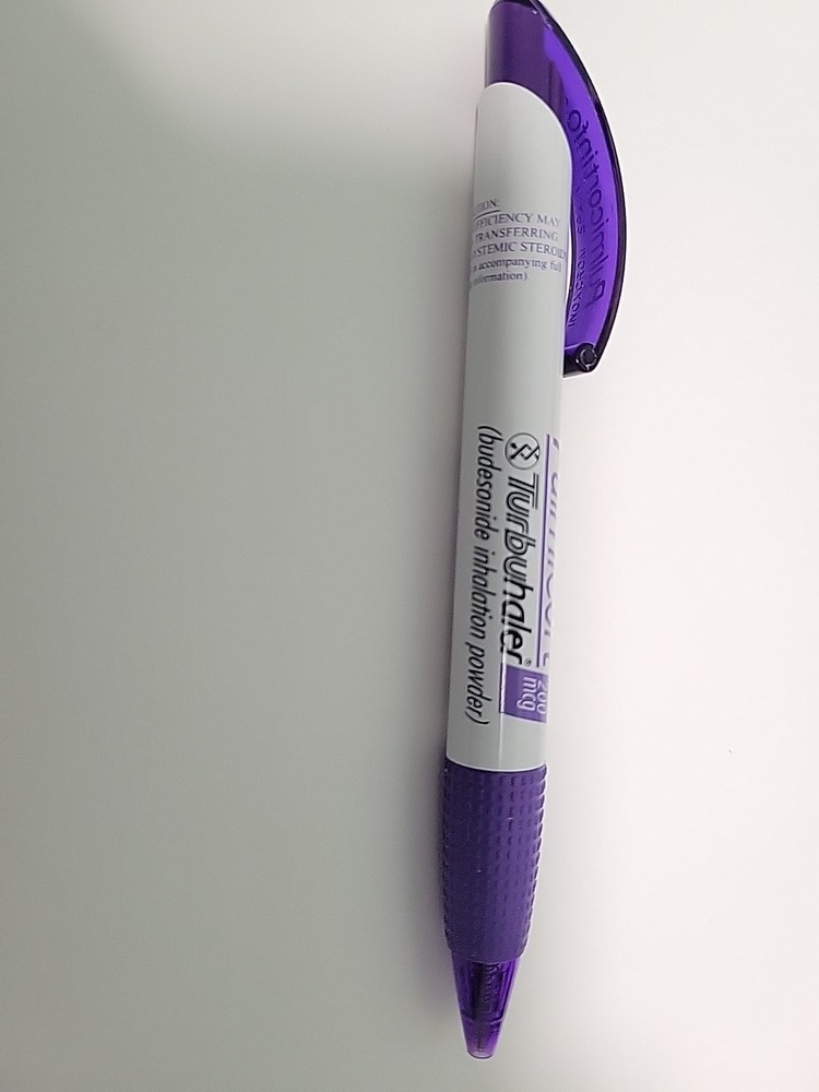 Pulmicort Tubuhaler Drug Rep Pharmaceutical Medical Ad Pen Purple ,white