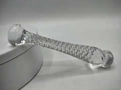 1 Clear Glass Swirled Pestle 3 Mold Seams 4 1/2″