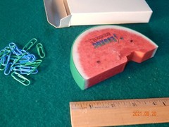 Watermelon 5X3X1″ Magnetic Paper Clip Holder & Clips Evoxac Pharma Drug Rep NIB