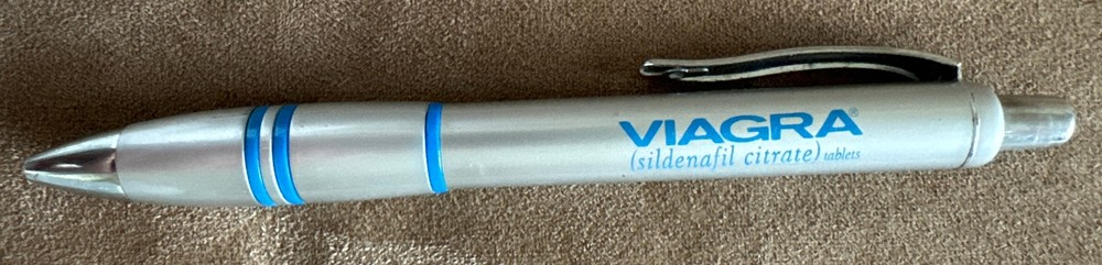 Lot Of 5 VIAGRA Silver & Blue DRUG REP PEN PLASTIC FREE SHIPPING GAG GIFT Used