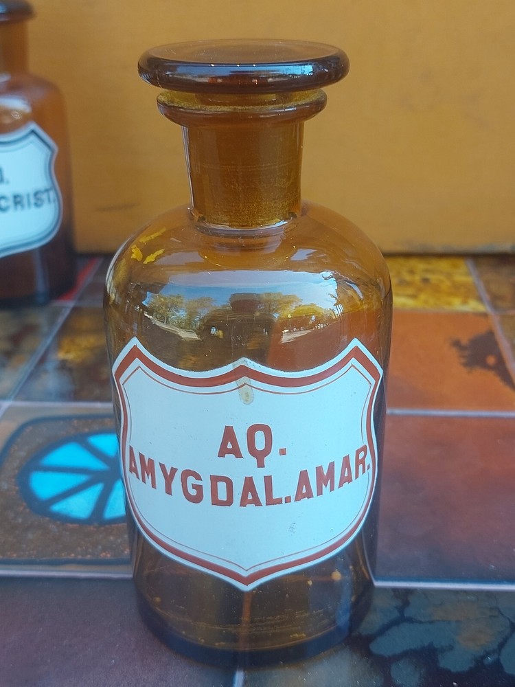 Glass Pharmacy Apothecary Bottle Antique Empty Almond Water