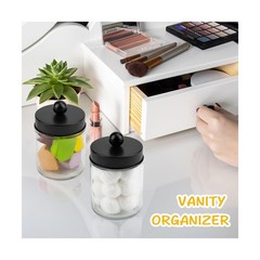 4 Pack Glass Apothecary Jars with Lids for Bathroom, Cute Qtip … FAST USA SHIP