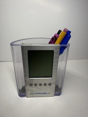 Vintage Merck Vaccines Desk Organizer w/ Digital LCD Clock Thermometer