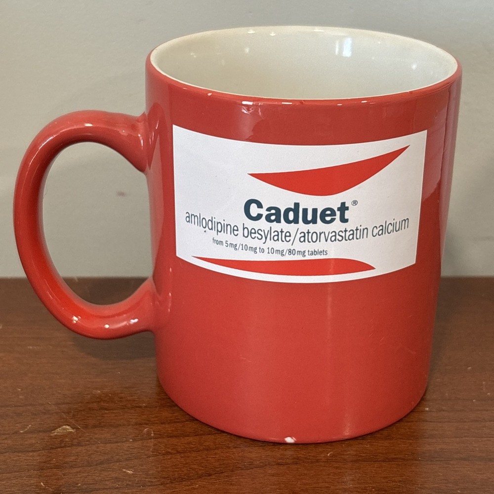 CADUET 12 oz Coffee Mug Cup Pharmaceutical Ad Marketing