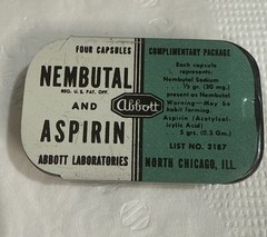 Abbott Labs Nembutal & Aspirin VTG EMPTY Sample Tin Rare Yellowjackets