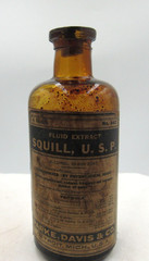 1920’s Parke, Davis & CO SQUILL Detroit Mich 4 3/4 “ Amber Medicine bottle