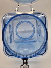 Vintage Pharmaceutical Drug Rep Protonix IV Clear Blue Plastic Canister Jar
