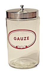 MERCO Gauze Glass Medical Apothecary Glass Jar with Lid 7.5″ Vintage READ / SEE*