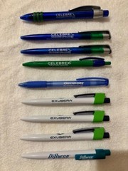 VINTAGE LOT NINE (9) PFIZER DRUG PROMO PENS: CELEBREX, EXUBERA, DIFLUCAN, GEODON