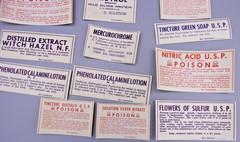 59 DIFFERENT VINTAGE PHARMACY MEDICINE APOTHECARY BOTTLE LABELS POISONS ETC.