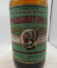 MM – 1950’s Magnus, Mabee & Reynard NY Indian Peppermint Oil 7 5/8″ Amber Medici
