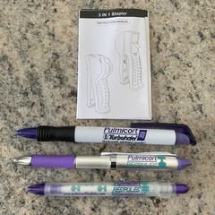 Drug Rep Pharmaceutical Stapler & Pens RARE Pulmicort New Box Advertising Purple