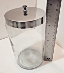 Vtg Profex Apothecary Medical Glass Jar Canister with Stainless Steel Lid 8×5″