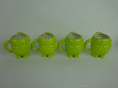 Actos Pharmaceutical Coffee Cup ~Lot of 4 Triglyceride Mugs ~Green Funky Cool ~*