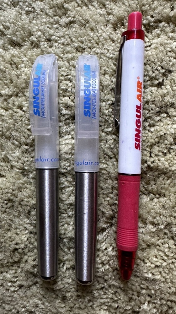 Singulair Drug Rep Pharmaceutical Promo Advertising Pens 2 Metal & 1 Plastic