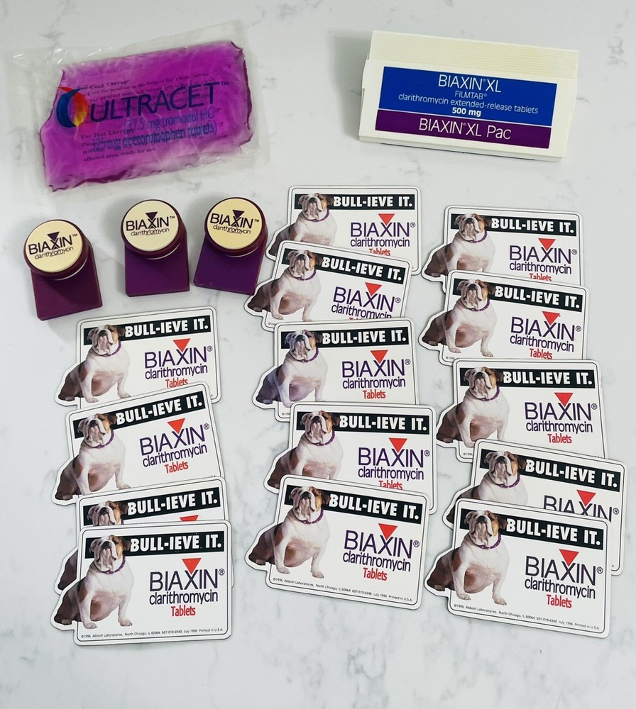 Pharmaceutical Drug Rep Lot Biaxin Magnets & Magnetic Clips + Ultracet Cold/Hot