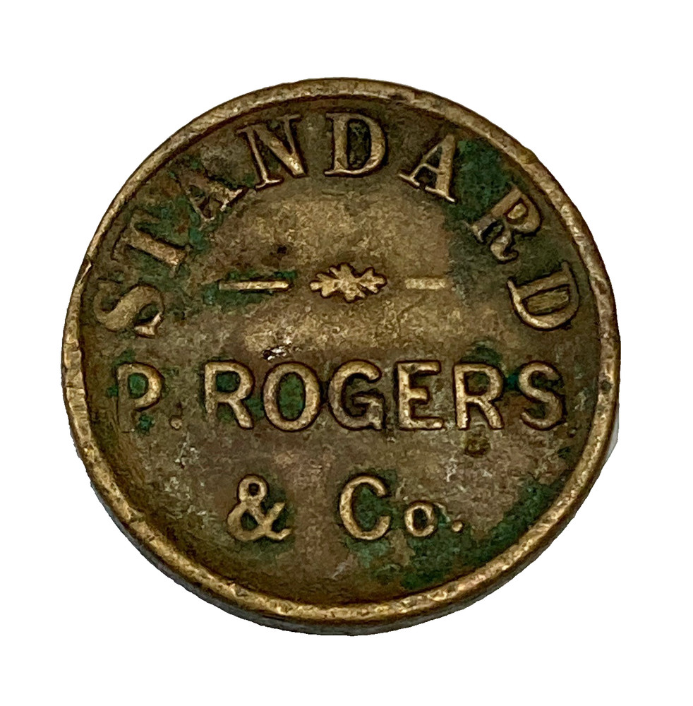 P. Rogers & Co. One Dram 3j Apothecary Chemist Brass Weight Token circa 1850’s