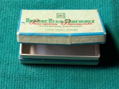 Vintage Donner Bros Pharmacy Prescription Drug Pill Box Sebewaing Mich. Dr Wible
