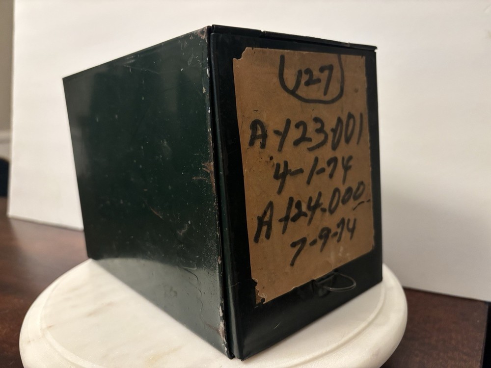 Vintage Green Metal Pharmacy RX File Storage Box Medical 1974 Phillips