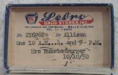 Vintage 1950 Pharmacy Pill Box Lubro Drug Store Bellevue PA Pittsburgh Ephemera