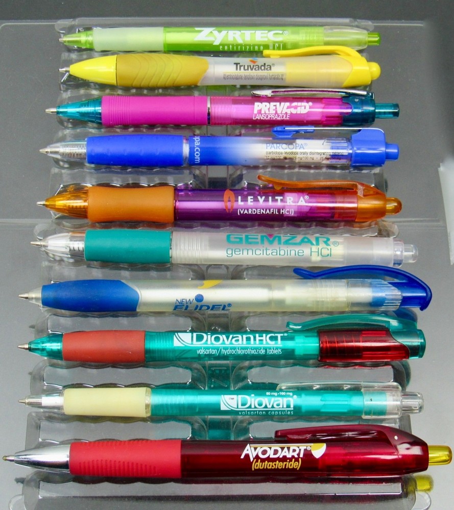 Lot of 10 Translucent PENS Drug Rep Pharmaceutical Promo Medical Advertising